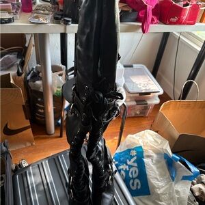 bebe Black Lace Up Boots